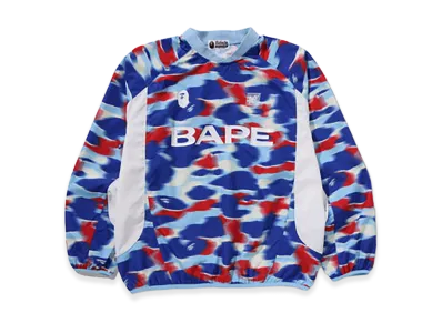 A BATHING APE Screen Camo Football Logo Relaxed Fit Crewneck Sweatshirt "Blue"