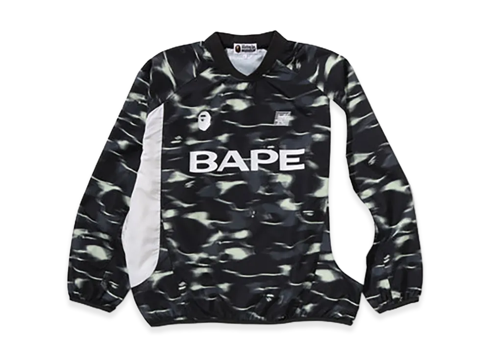 A BATHING APE Screen Camo Football Logo Relaxed Fit Crewneck Sweatshirt "Black"
