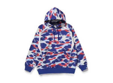 A BATHING APE Screen Camo Football Logo Relaxed Fit Pullover Hoodie "Blue"