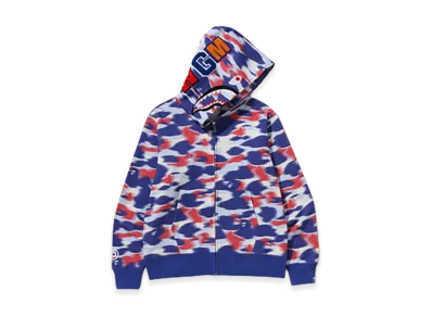 A BATHING APE Screen Camo Shark Full Zip Hoodie "Blue"
