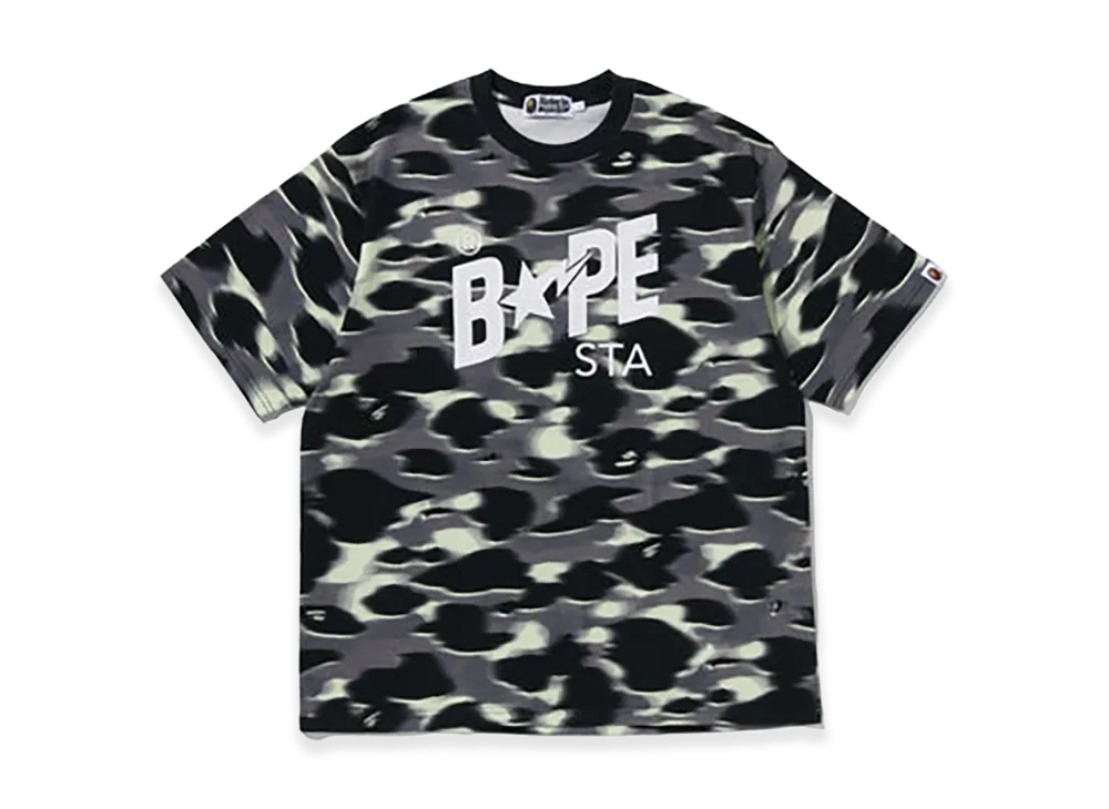 A BATHING APE Screen Camo Sta Logo Relaxed Fit Tee "Black"
