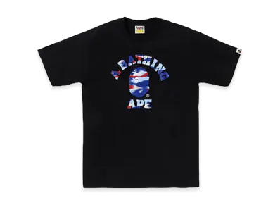 A BATHING APE Screen Camo College Tee "Black/Blue"