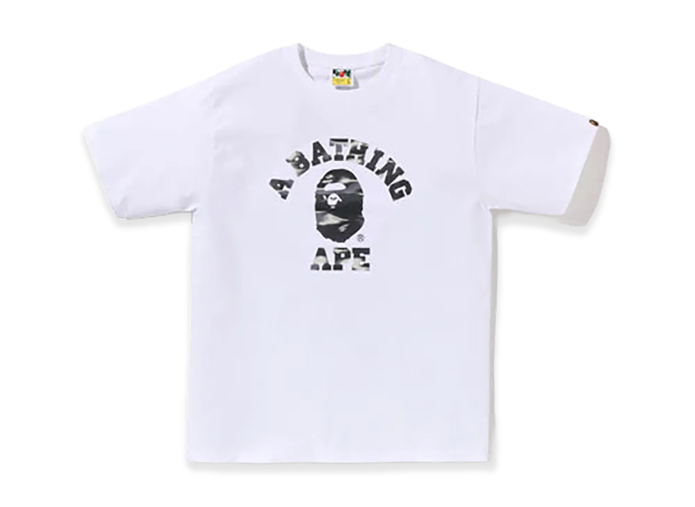 A BATHING APE Screen Camo College Tee "White/Black"