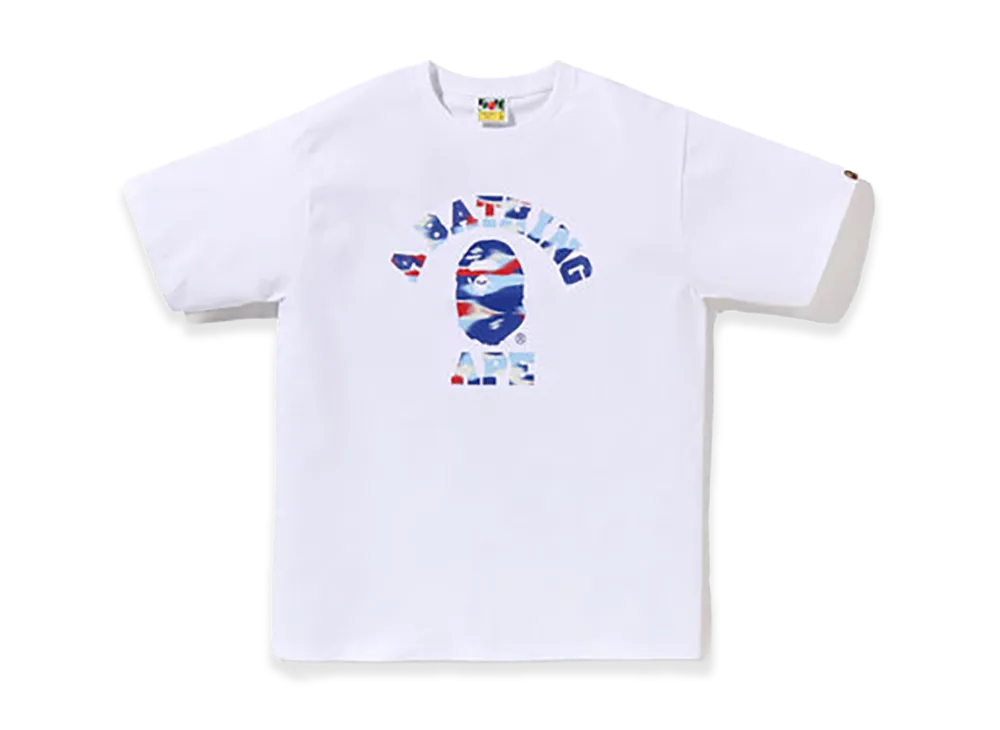 A BATHING APE Screen Camo College Tee "White/Blue"