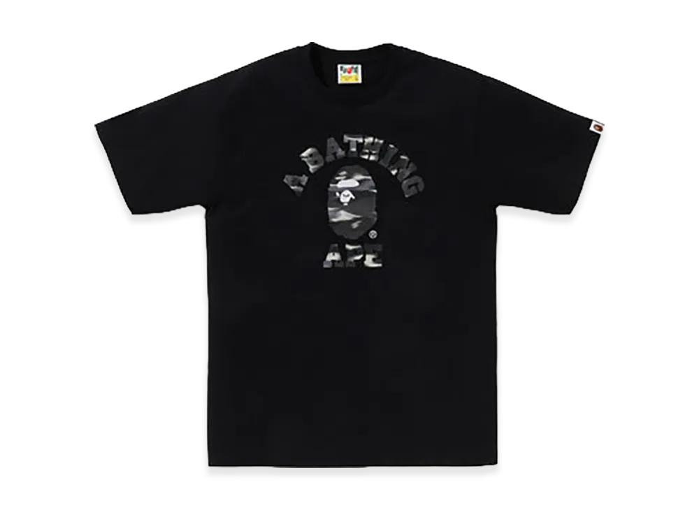 A BATHING APE Screen Camo College Tee "Black/Black"