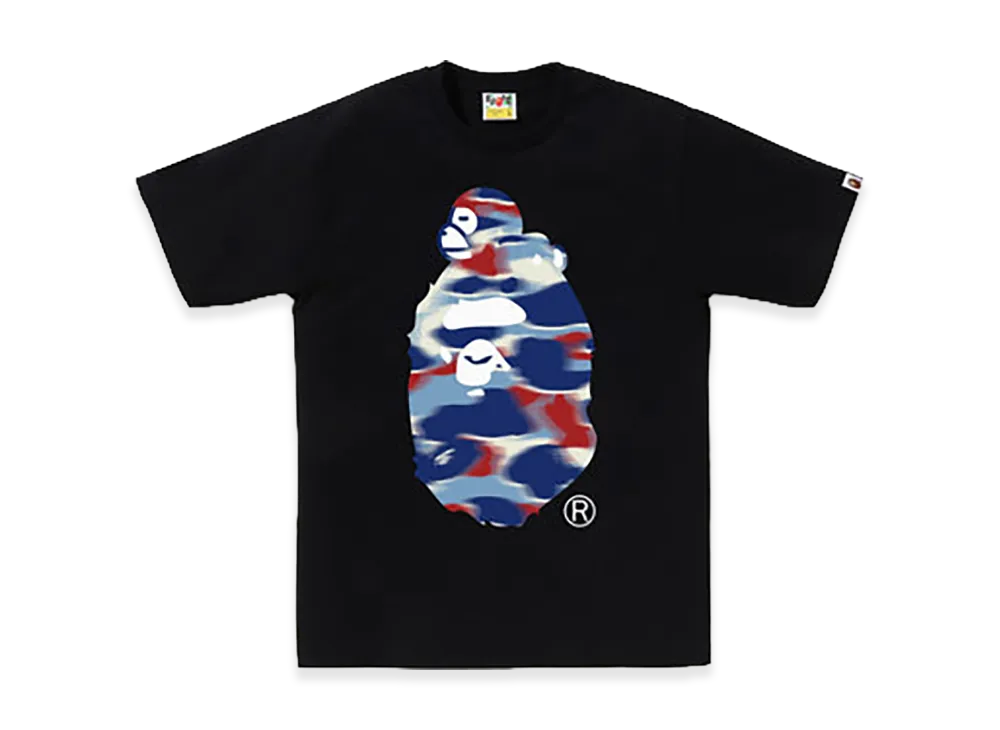 A BATHING APE Screen Camo Milo On Big Ape Tee "Black/Blue"