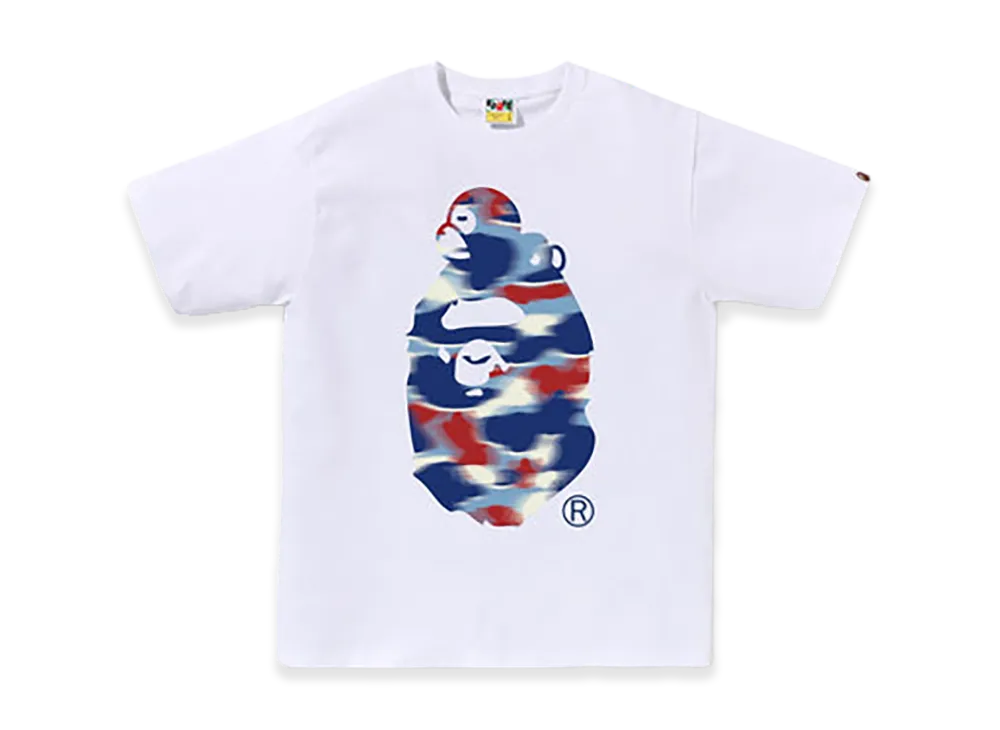 A BATHING APE Screen Camo Milo On Big Ape Tee "White/Blue"