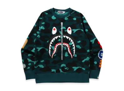 A BATHING APE Color Camo Shark Crewneck Sweatshirt "Green"
