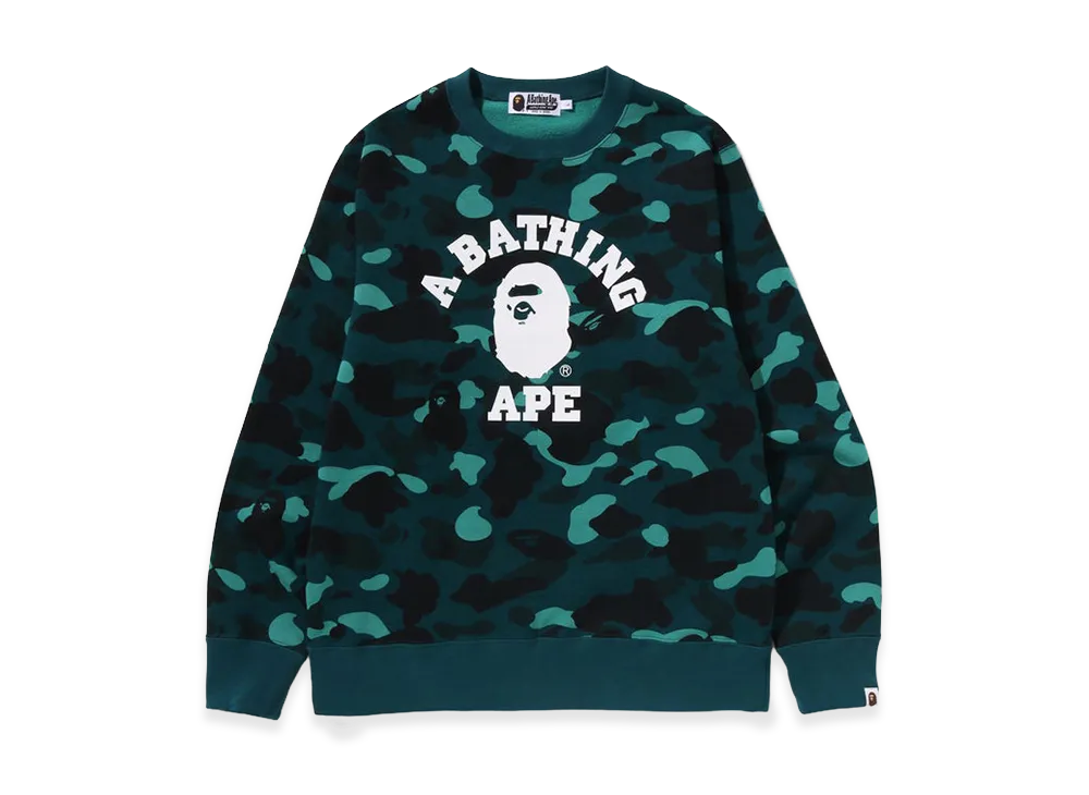 A BATHING APE Color Camo College Crewneck Sweatshirt "Green"