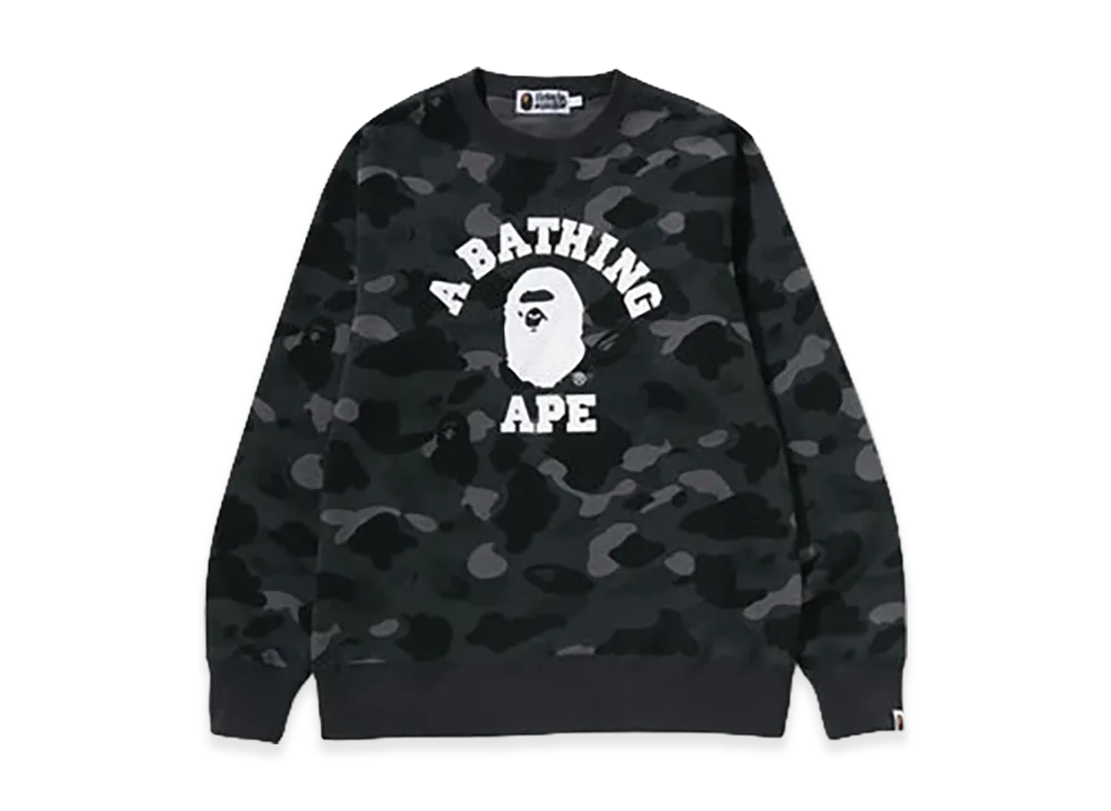 A BATHING APE Color Camo College Crewneck Sweatshirt "Black"