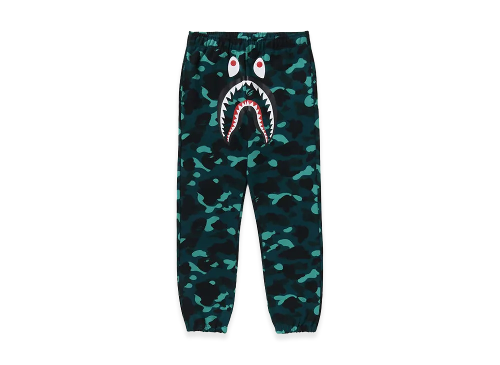 A BATHING APE Color Camo Shark Sweat Pants "Green"
