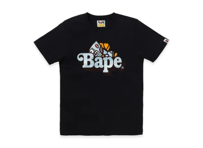 A BATHING APE Pastel Color Camo Shark Milo On Bape Tee "Black/Sax"