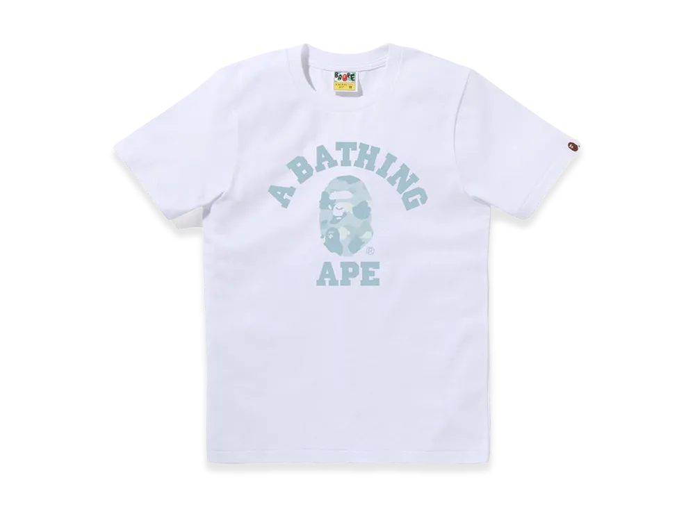 A BATHING APE Pastel Color Camo College Tee "White/Sax"