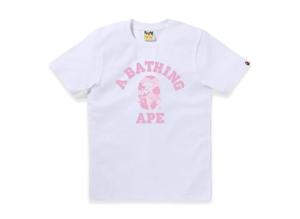 A BATHING APE Pastel Color Camo College Tee "White/Pink"
