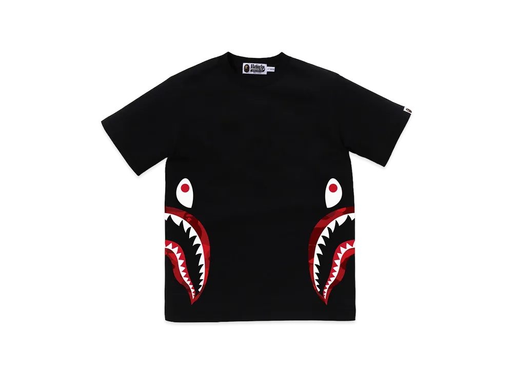 A BATHING APE Junior Color Camo Side Shark Tee "Black/Red"