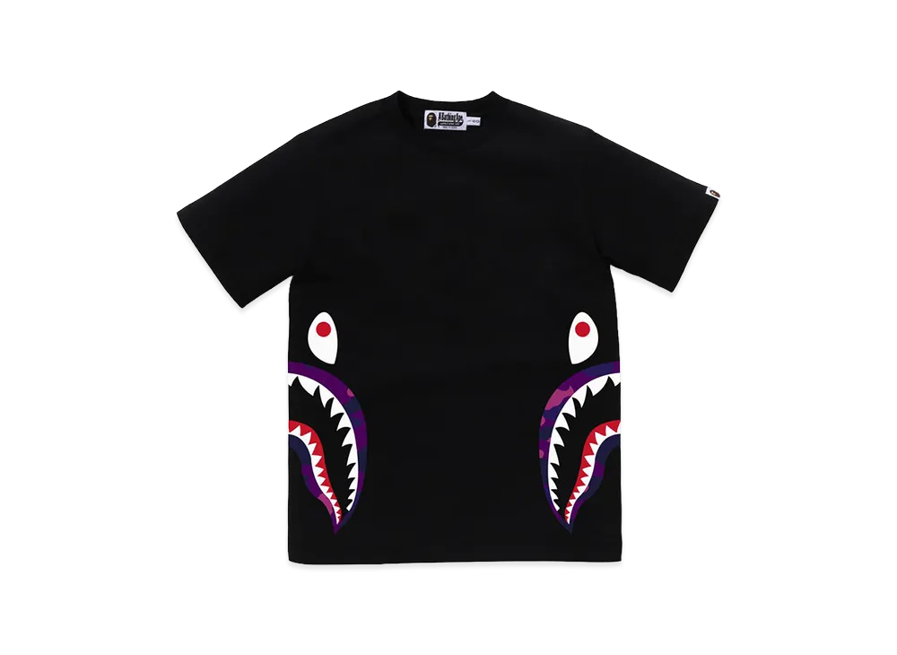A BATHING APE Junior Color Camo Side Shark Tee "Black/Purple"