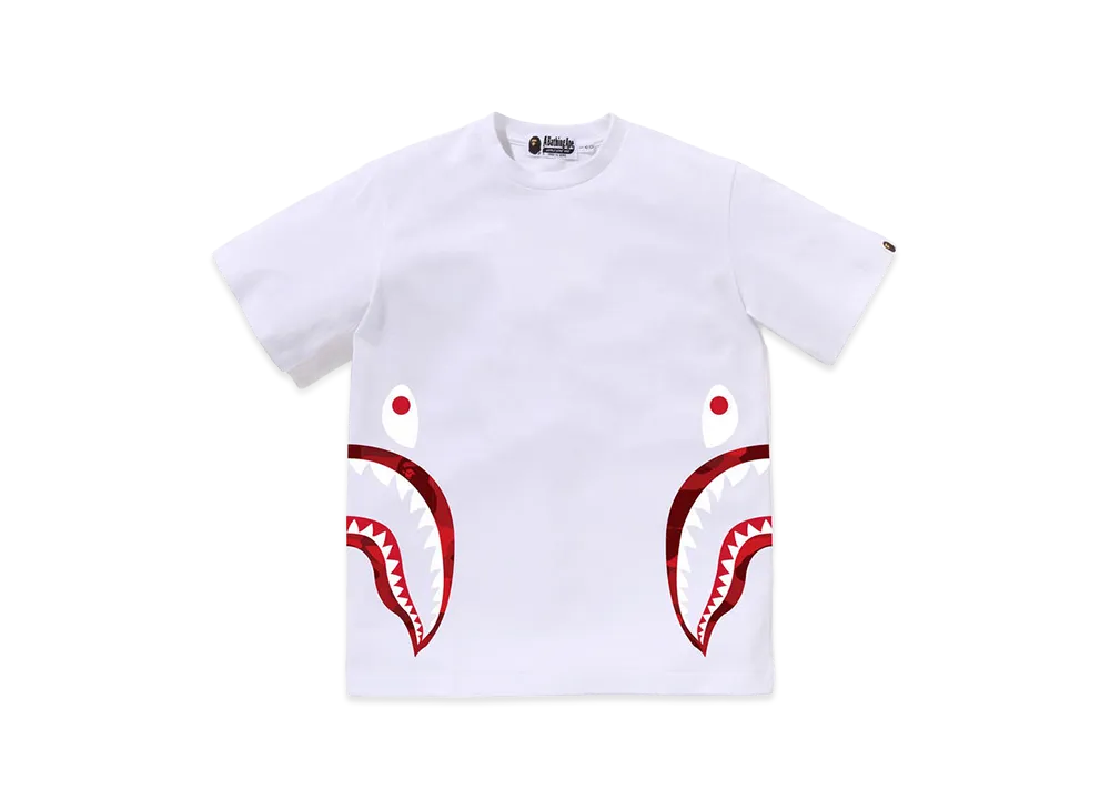 A BATHING APE Junior Color Camo Side Shark Tee "White/Red"