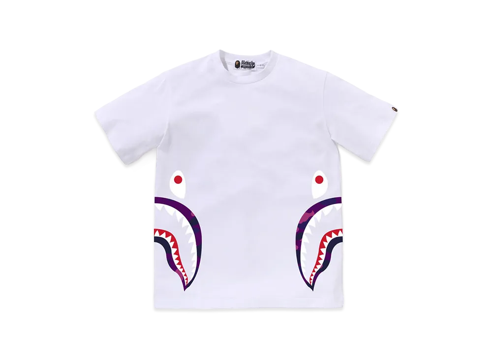 A BATHING APE Junior Color Camo Side Shark Tee "White/Purple"