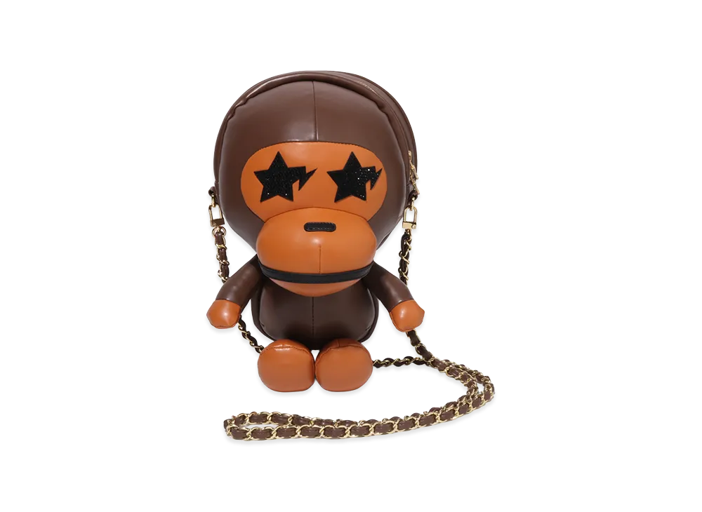 A BATHING APE Baby Milo Plush Doll Shoulder Bag "Brown"