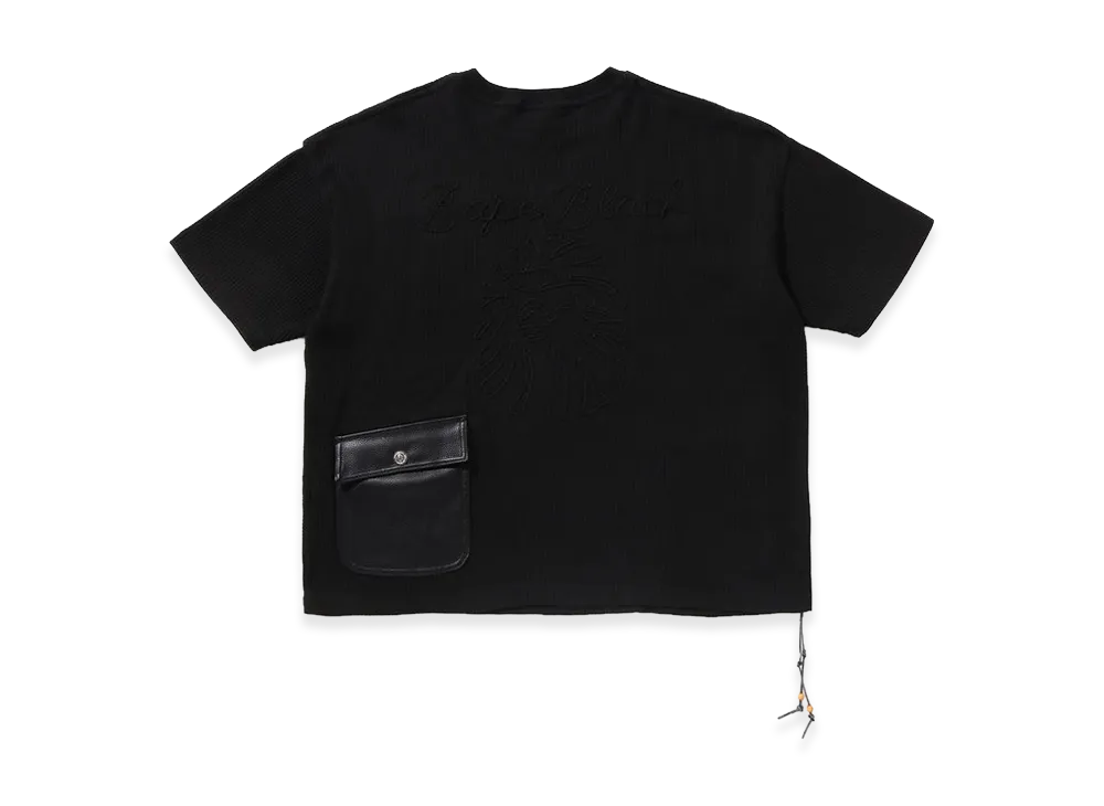 A BATHING APE Waffle Worker Ropestitch Tee "Black"