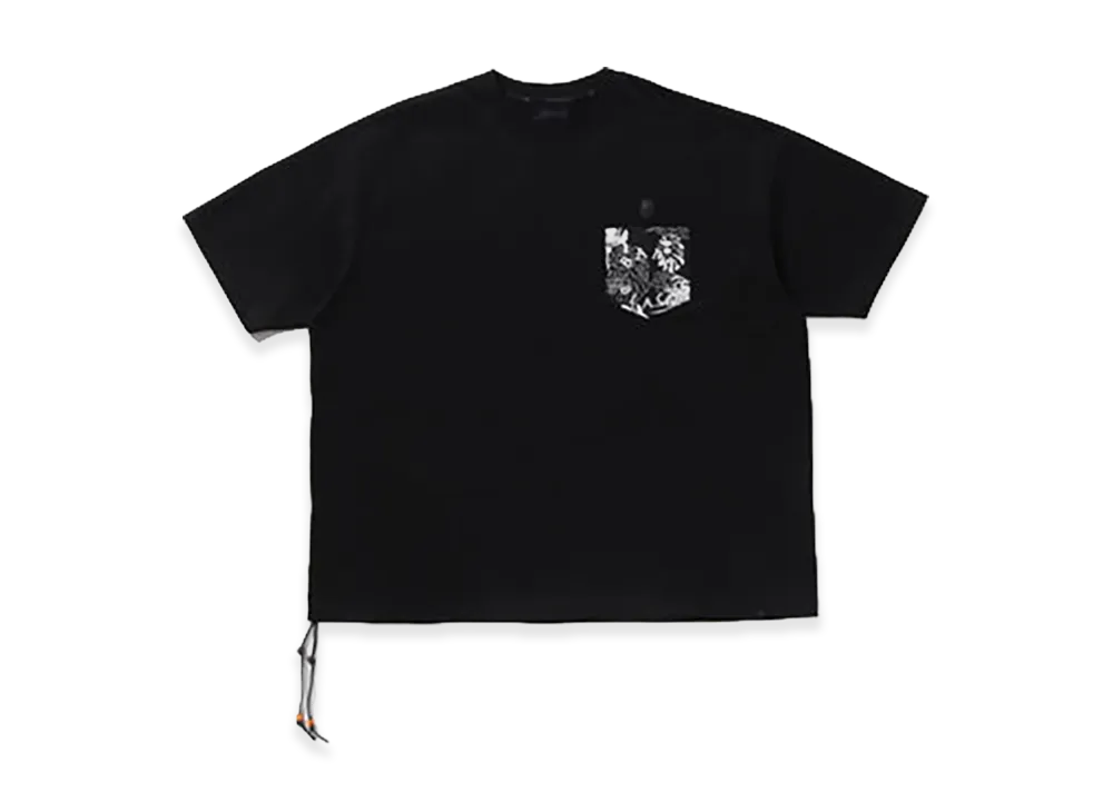 A BATHING APE Hawaiian Motif Patch Pocket Tee #1 "Black"