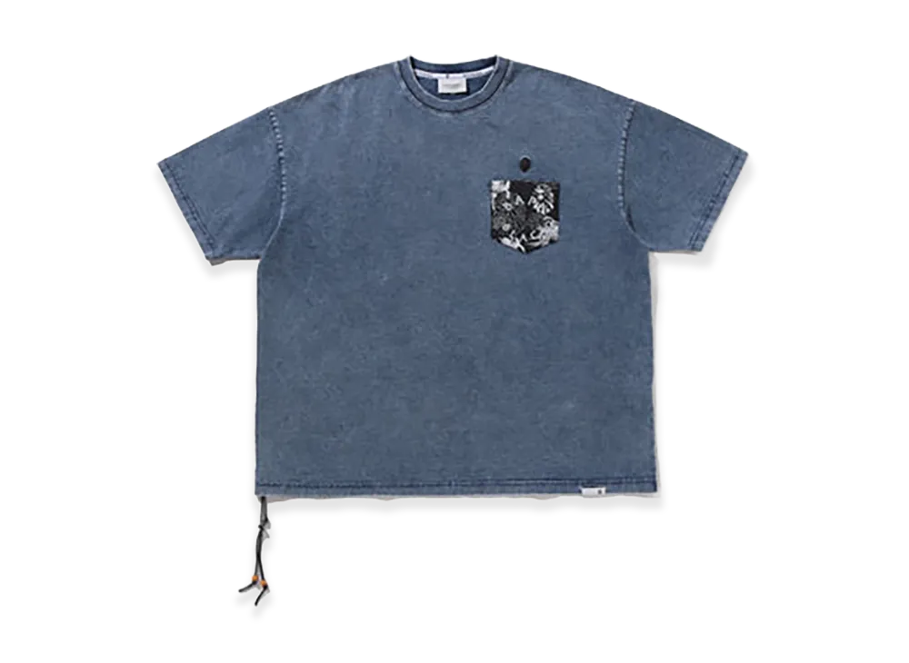 A BATHING APE Hawaiian Motif Patch Pocket Tee #2 "Navy"