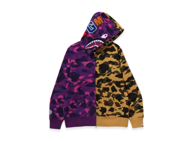 A BATHING APE Split Camo Shark Full Zip Hoodie "Purple"