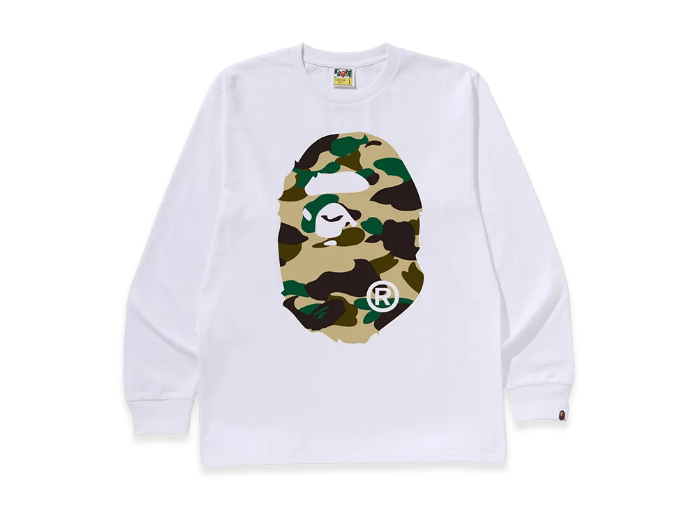 A BATHING APE Big Ape Head LS Tee "White/Yellow"
