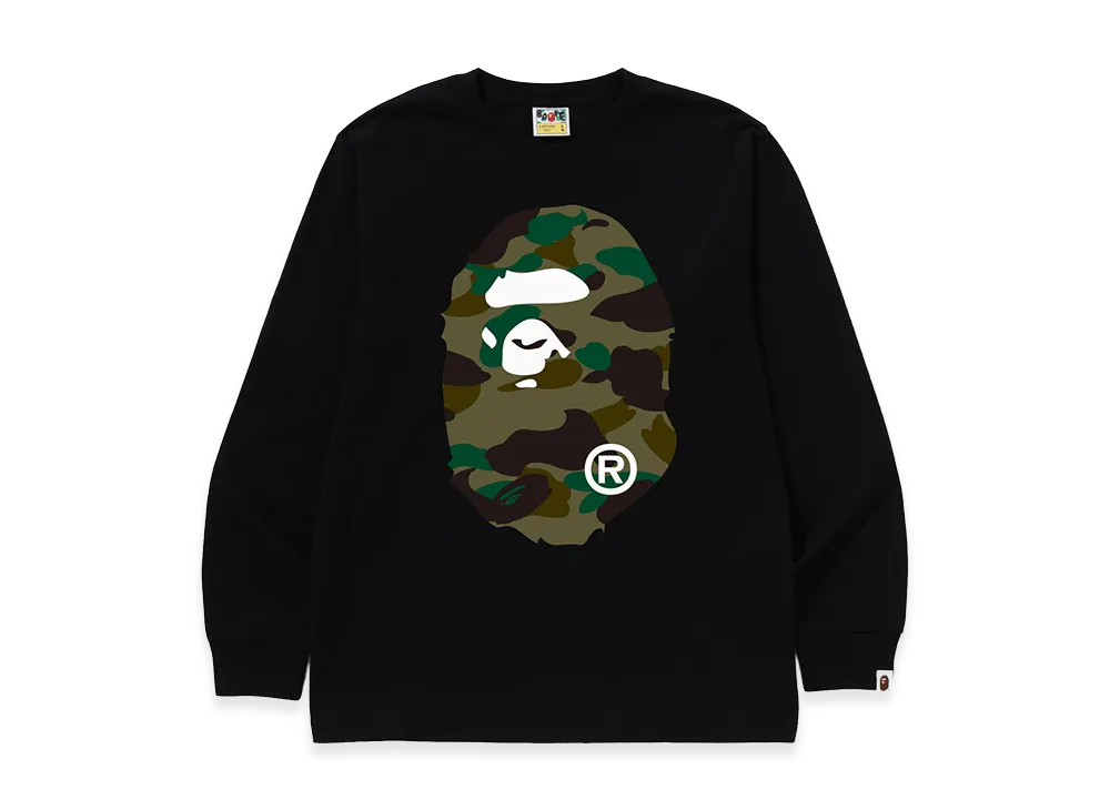 A BATHING APE Big Ape Head LS Tee "Black/Green"