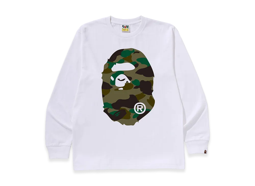 A BATHING APE Big Ape Head LS Tee "White/Green"