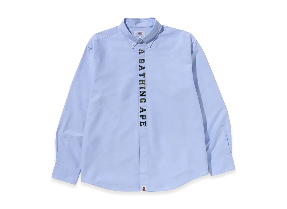 A BATHING APE Applique Oxford LS Shirt "Blue"