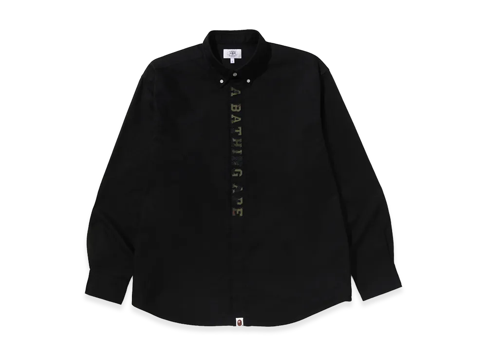 A BATHING APE Applique Oxford LS Shirt "Black"