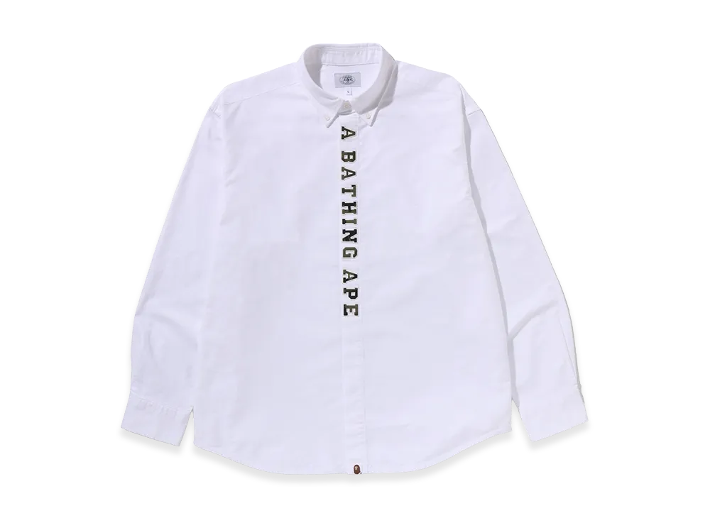 A BATHING APE Applique Oxford LS Shirt "White"