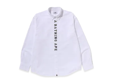 A BATHING APE Applique Oxford LS Shirt "White"