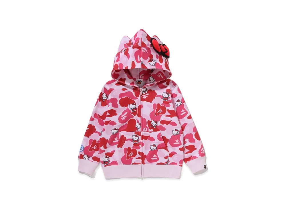 A BATHING APE x Hello Kitty Kids Camo Full Zip Hoodie "Pink"