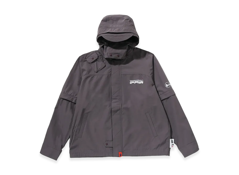 A BATHING APE x KAZUKI KURAISHI 3-Layer SHO-ENE Detachable Rain Jacket "Charcoal"