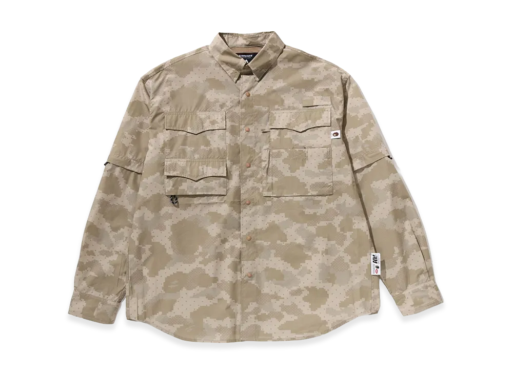 A BATHING APE x KAZUKI KURAISHI Digital Color Camo L/S Shirt "Olive"