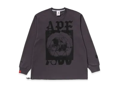 A BATHING APE x KAZUKI KURAISHI Ape Paw Geo L/S Tee "Charcoal"