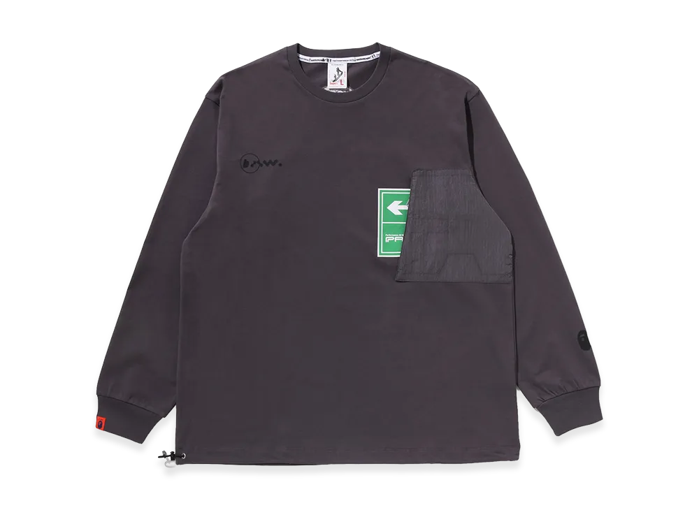 A BATHING APE x KAZUKI KURAISHI Exit Pocket L/S Tee "Charcoal"