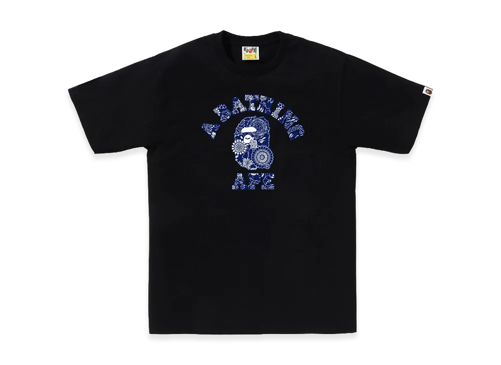 A BATHING APE Japanese Indigo Art Camo College Tee "Black/Navy"