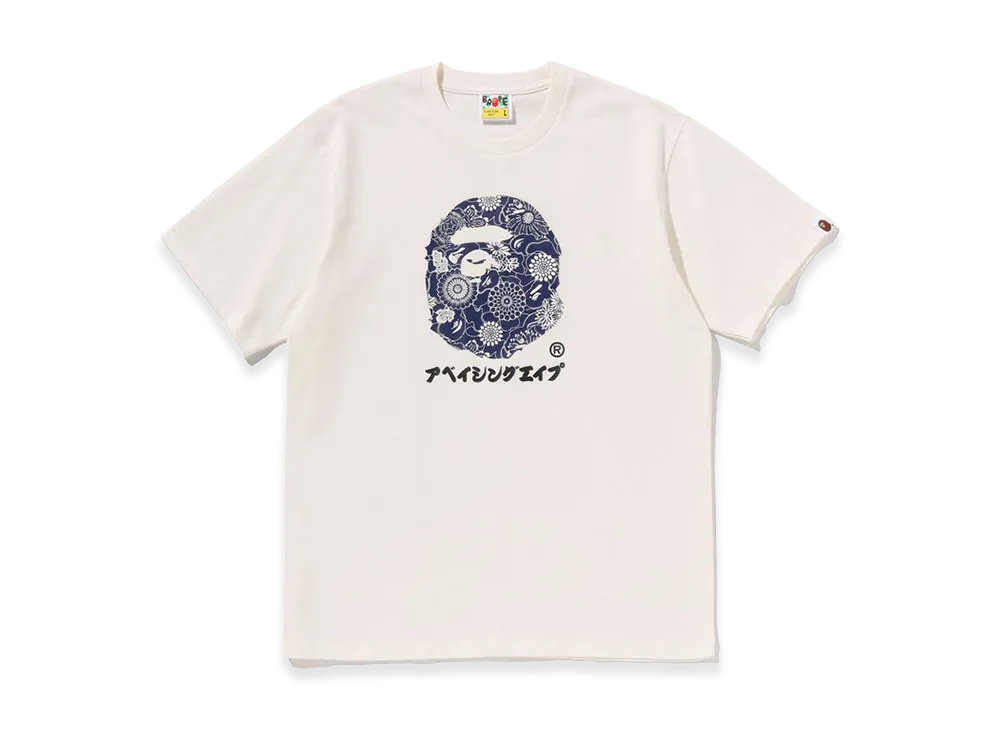 A BATHING APE Japanese Indigo Art Camo By Bathing Ape Tee "Ivory"