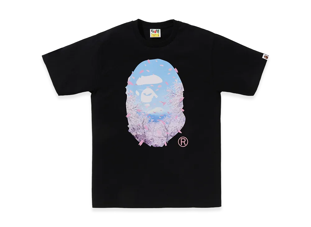 A BATHING APE Sakura Photo Ape Head Tee "Black"