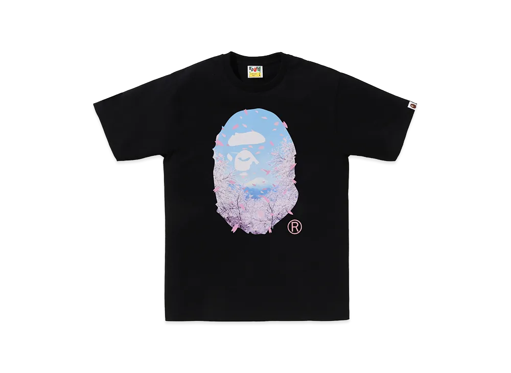 A BATHING APE Kids Sakura Photo Ape Head Tee "Black"