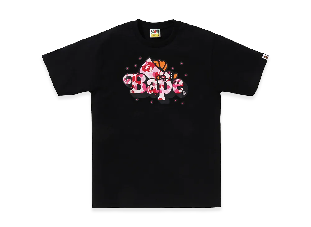 A BATHING APE ABC Sakura Camo Milo On Bape Tee "Black"