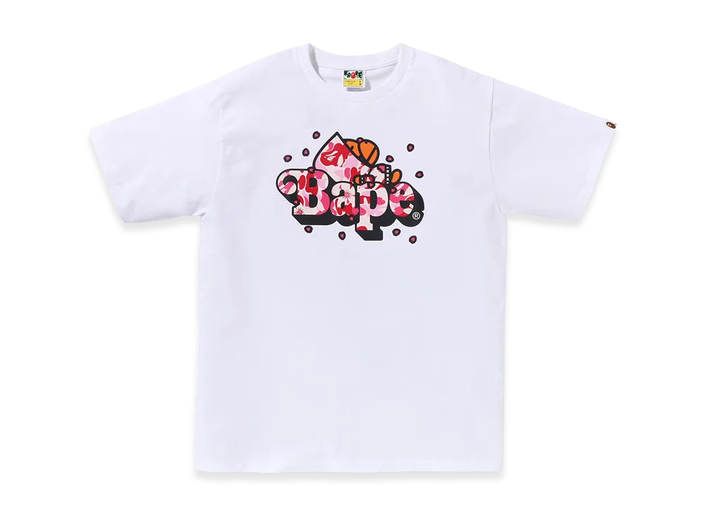 A BATHING APE ABC Sakura Camo Milo On Bape Tee "White"