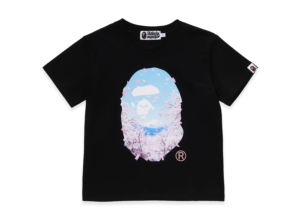 A BATHING APE Ladies Sakura Photo Ape Head Mini Tee "Black"