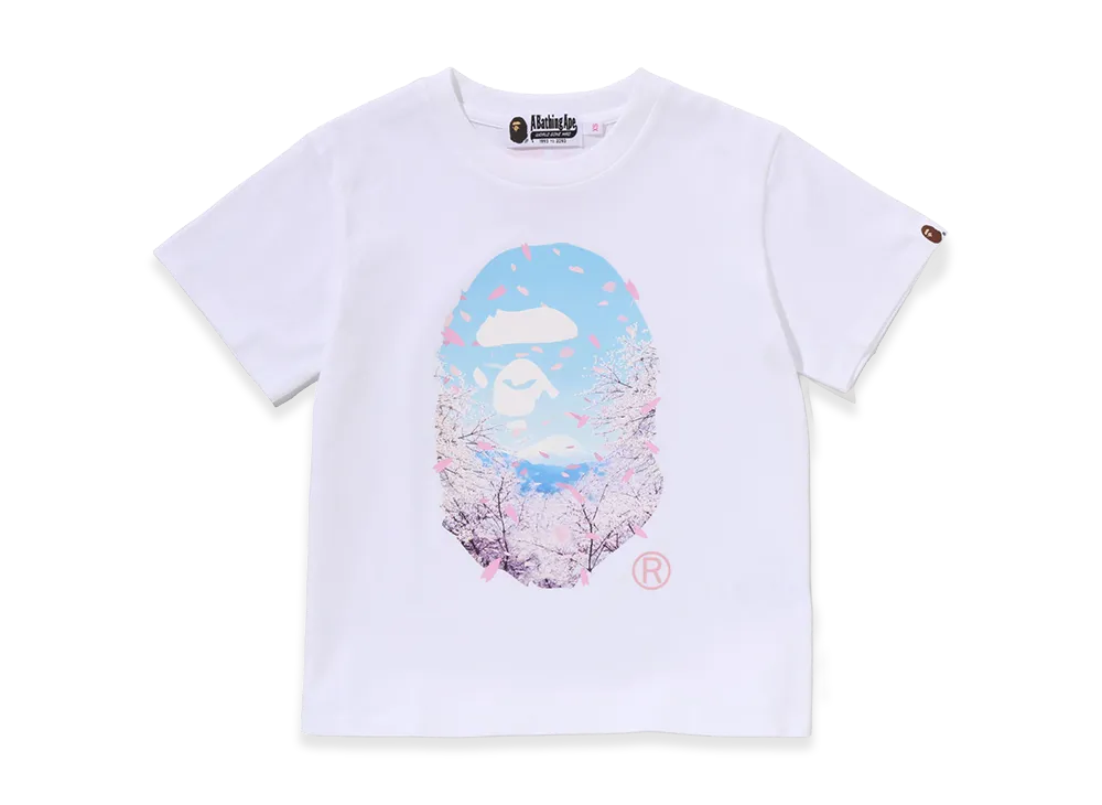 A BATHING APE Ladies Sakura Photo Ape Head Mini Tee "White"