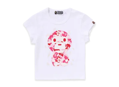 A BATHING APE Ladies ABC Sakura Camo Baby Milo Cropped Tee "White"