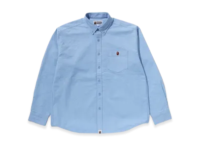 A BATHING APE One Point Line Camo Jacquard Oxford LS Shirt "Blue"