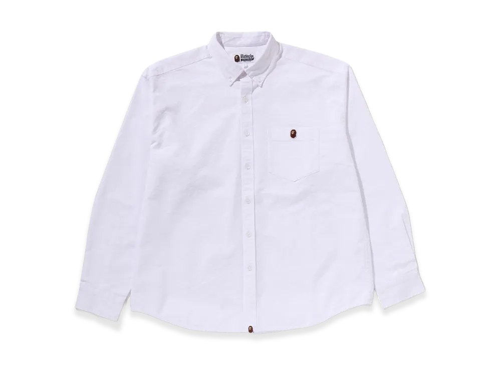 A BATHING APE One Point Line Camo Jacquard Oxford LS Shirt "White"